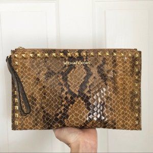 Michael Kors Oversized Snakeskin Wristlet/Clutch